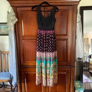 Indigo Thread Co. boho printed and crochet maxi dress